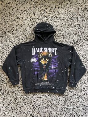 Darc Sport Wolves Vintage Collection Hoodie Wolf Graphic Pullover Splatter Large